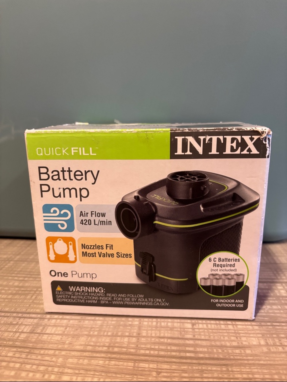 Intex Quick-Fill Battery Pump - Black with Lime Accents